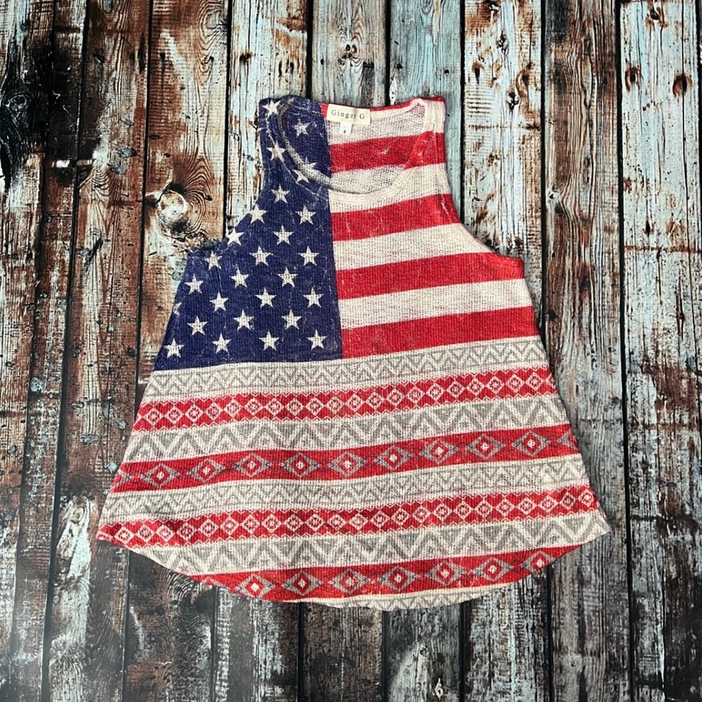 Ginger G Patriotic Stars and Stripes Tank Top